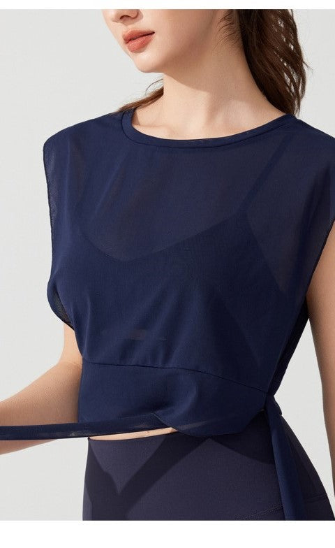 Sports Vest Summer Gym Mesh Sleeveless Pilates Crop Top