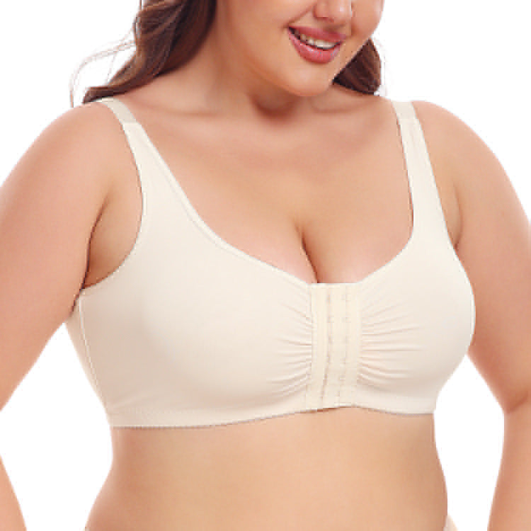 Front-Breasted Buckle Beauty Back Plus Size Adjustable Running Cleat Body-Shaping Bra (No Steel Ring)