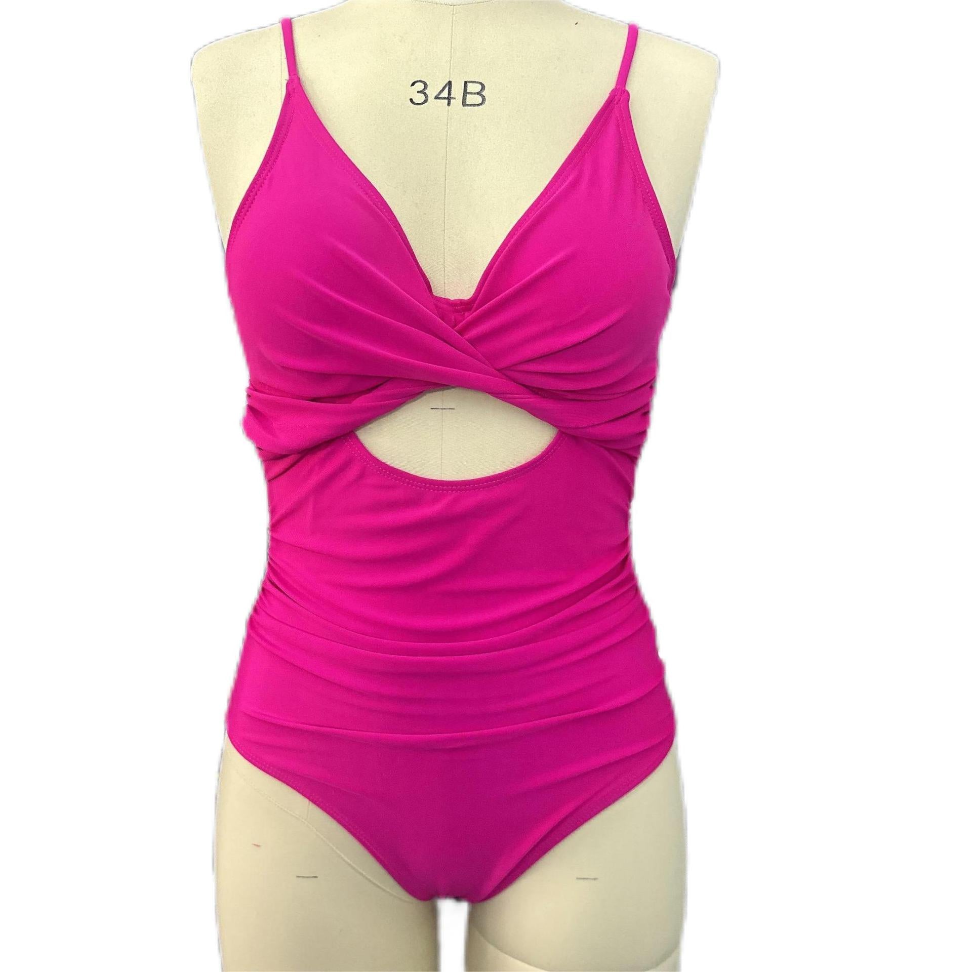 Women's Hollow Pleated Slim Bikini Swimwear