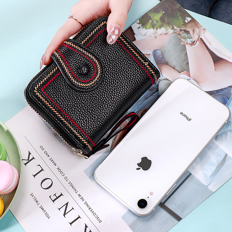 Card Bag Wallet One-Piece Women’s Short Folding Wallet Small Fresh Thin Cute Coin Purse