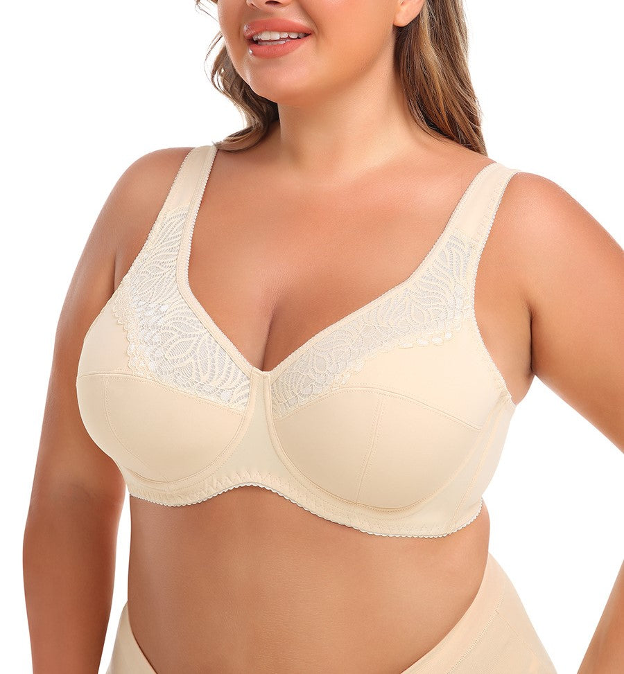 Popular Lace Underwire Plus Size Bra BCDEF Cup Supportive Corset-Style Lingerie
