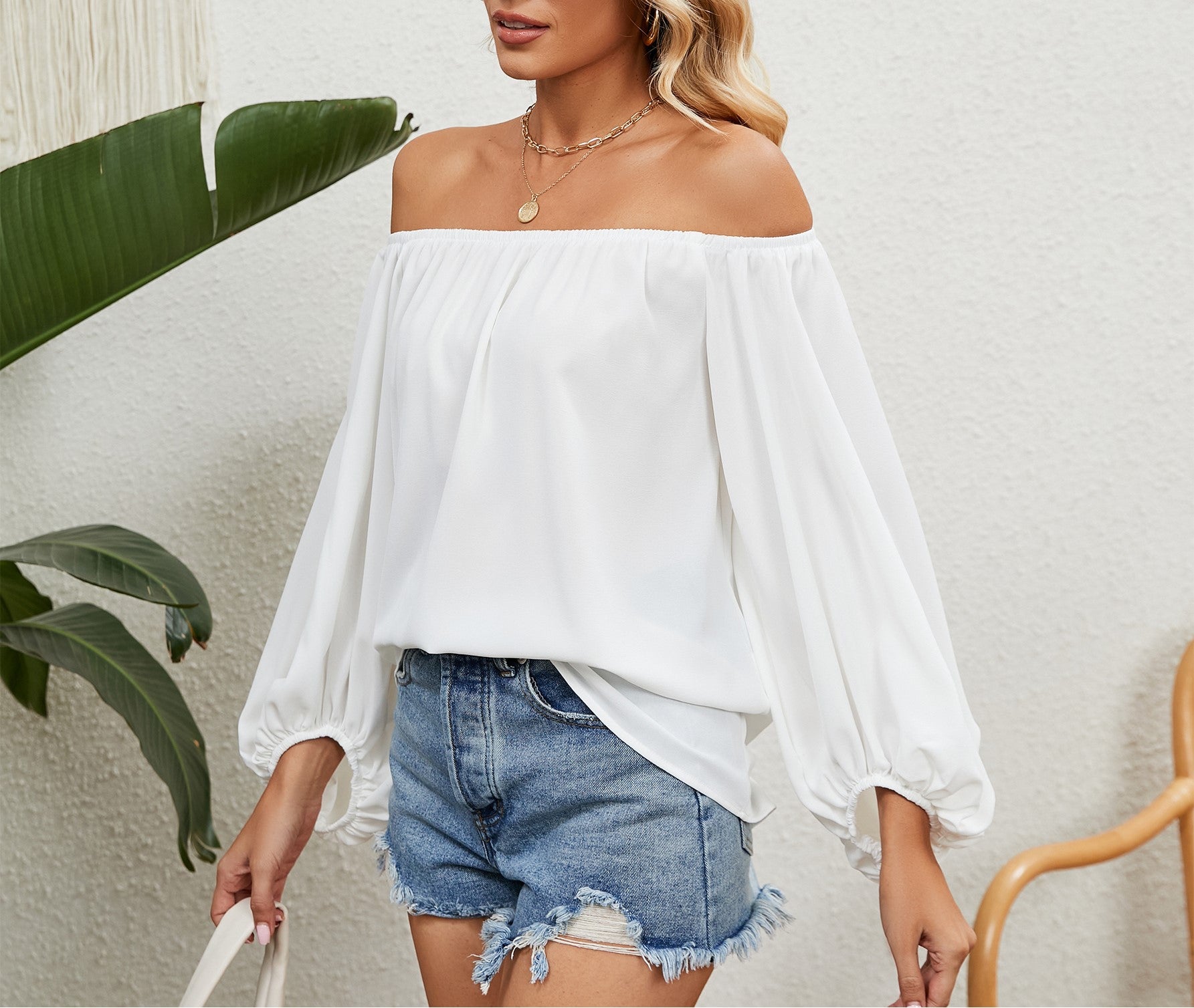Elegant Solid Color One-Shoulder Chiffon Top - Trendy Women's Statement Blouse