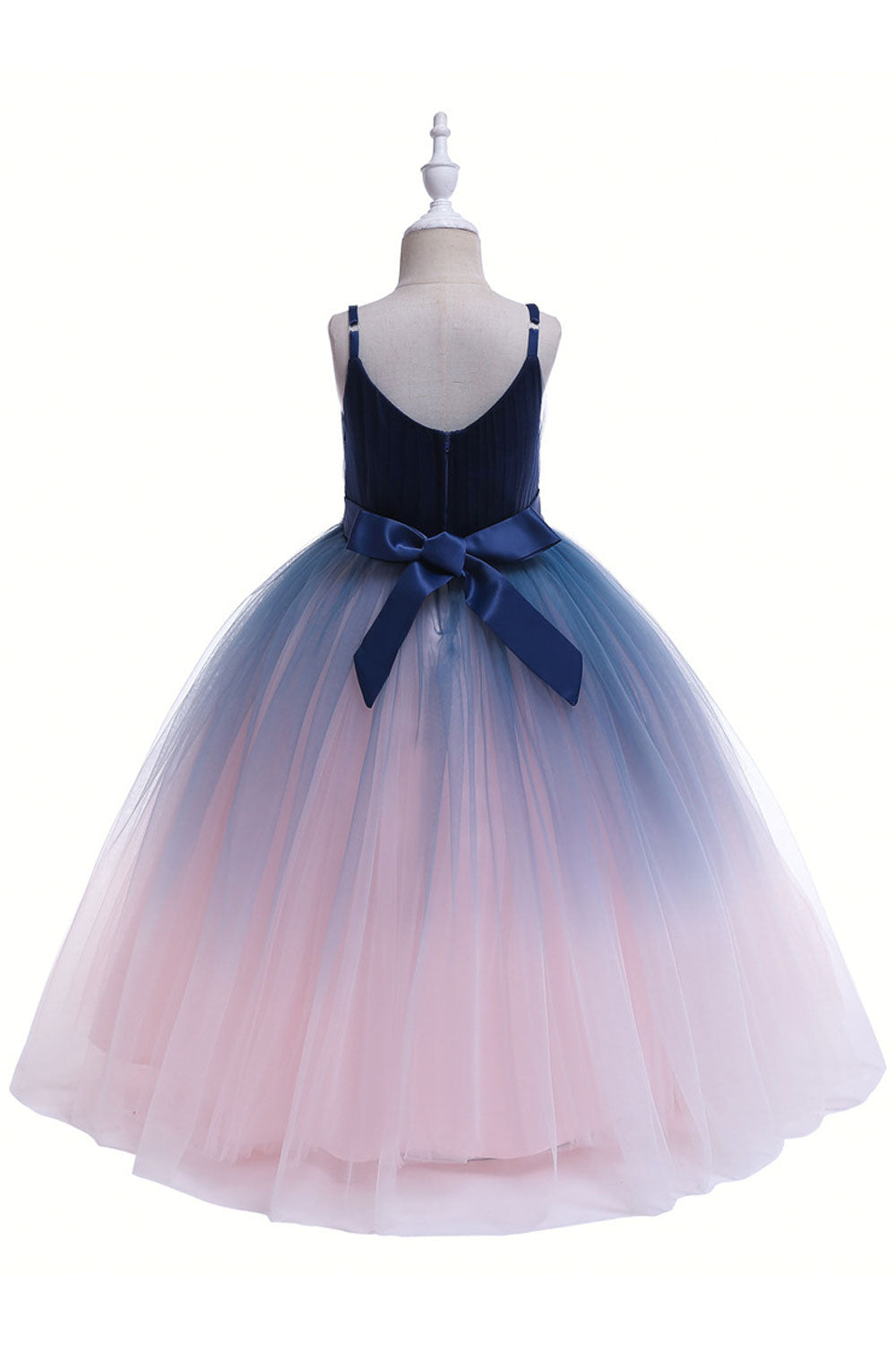 Kids Girls Spectacular Strap Neck Sleeveless Solid Pattern Lovely Fluffy Skirt Dress