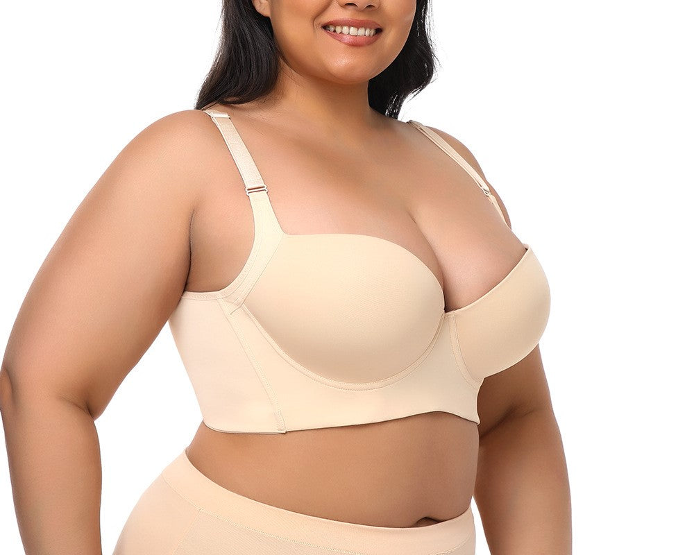 Plus Size Glow Underwear Women’s Support Bra with Auxiliary Breast Gathering, Tuction Design, Anti-Shift Fit and Steel Ring Supp
