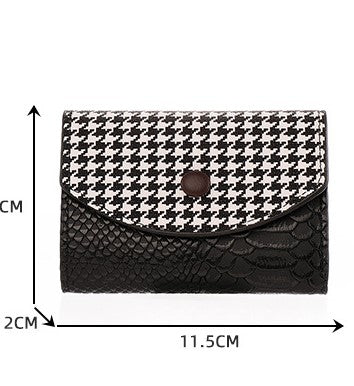 New Houndstooth Women's Small Wallet – Korean Style Coin Purse & Card Holder, Short Design
