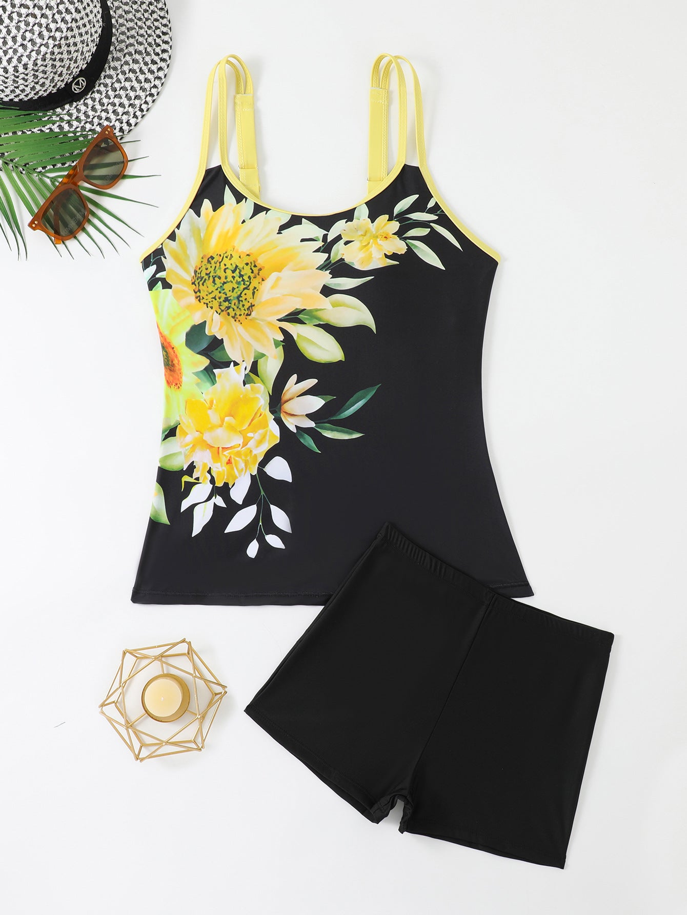 Digital Wave Dot Vest Tankini Swimsuit for Women