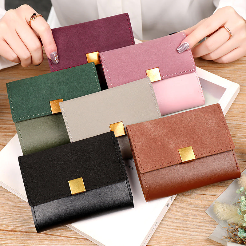 2026 New Ins Short Wallet – Frosted Splicing Retro Versatile Coin & Card Holder