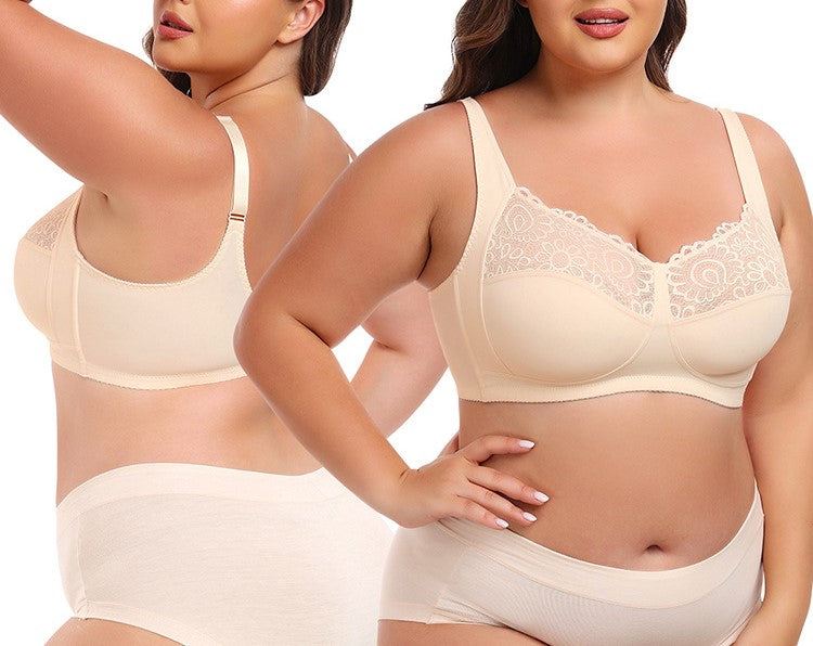 Wireless Lace Support Bra for Super Plus Size – Large Cup, Comfortable Full Coverage
