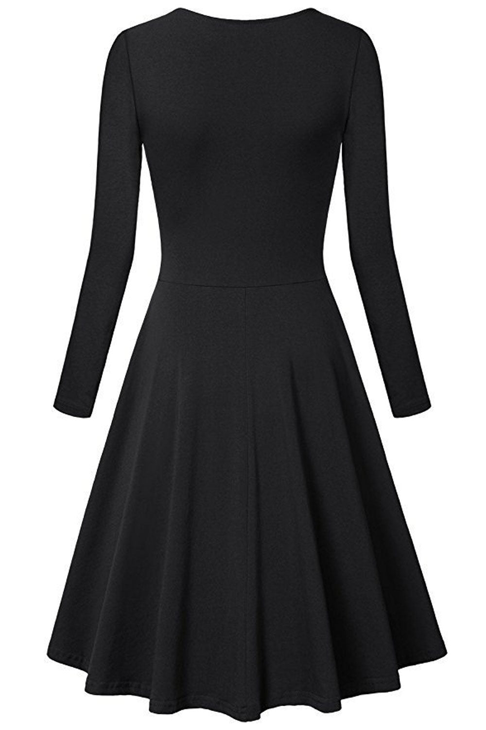 Women Wrap Neck Long Sleeve Pleated Dress