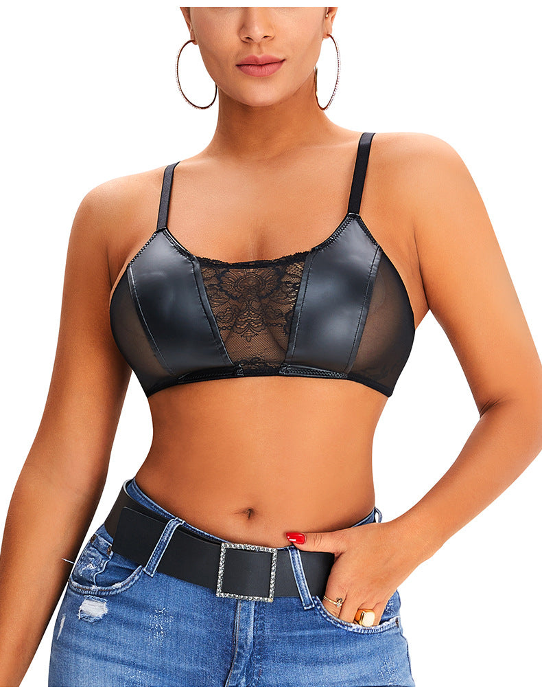 New In Stretch PU Lace Nightclub Party Camisole Vest for Women