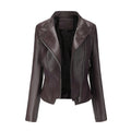 Women’s Slim Fit Leather Jacket – Lightweight Long-Sleeved Spring & Autumn Coat