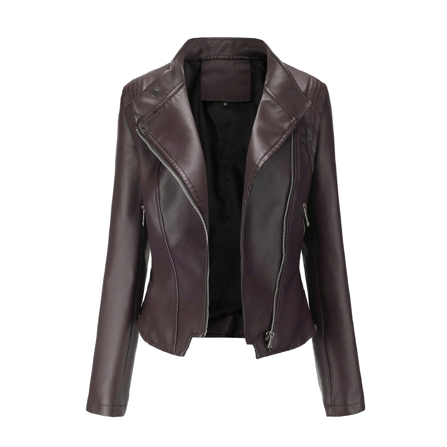 Women’s Slim Fit Leather Jacket – Lightweight Long-Sleeved Spring & Autumn Coat