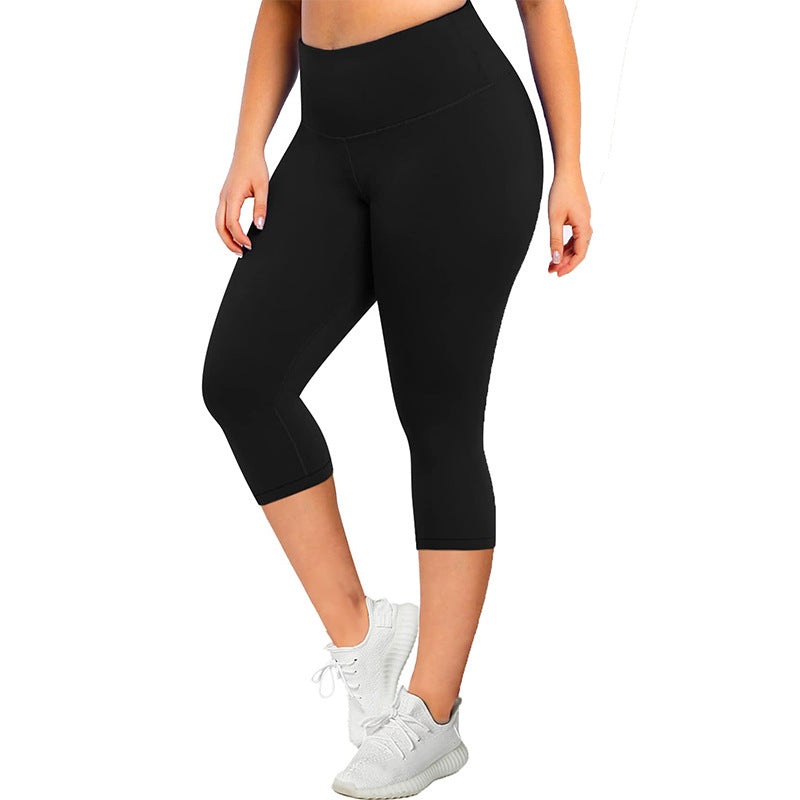 Plus-Size High-Waisted Hip-Lifting 7/8 Length Summer Yoga Pants