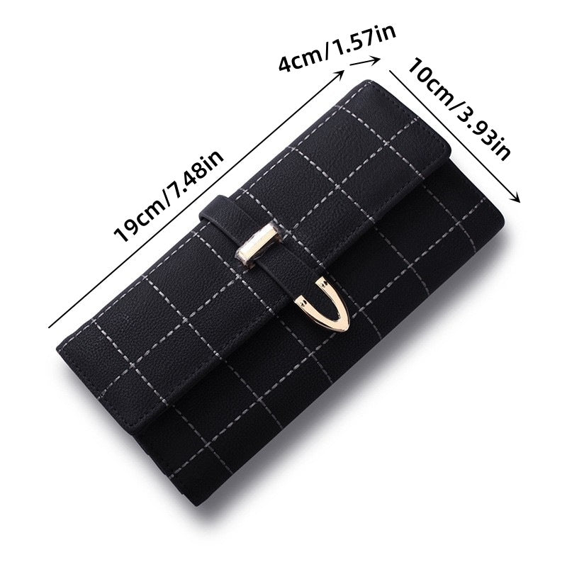 Women's Long Wallet with Japanese Embroidery, Retro Frosted Tri-Fold Design, Large Coin Purse