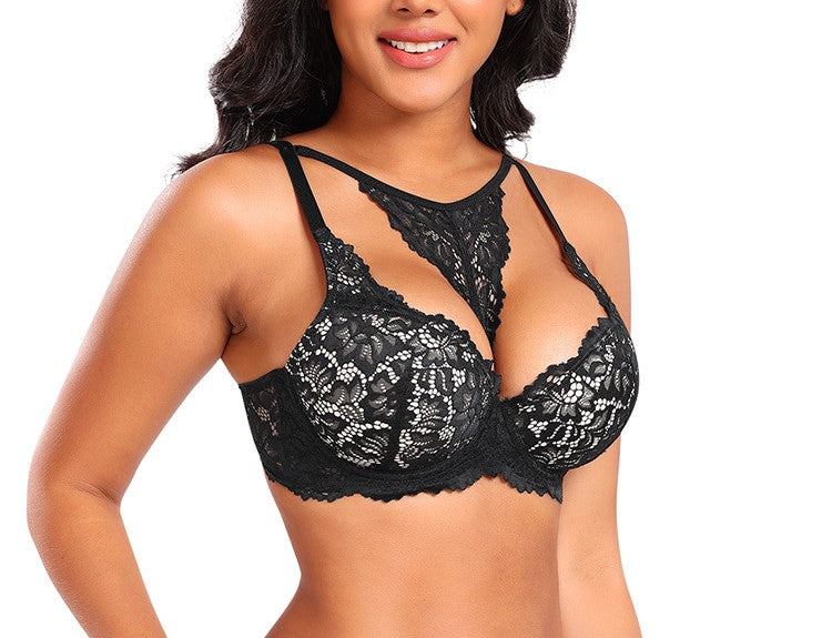French Lace Underwear Set with Gathered Bra – Elegant Support and Delicate Detail