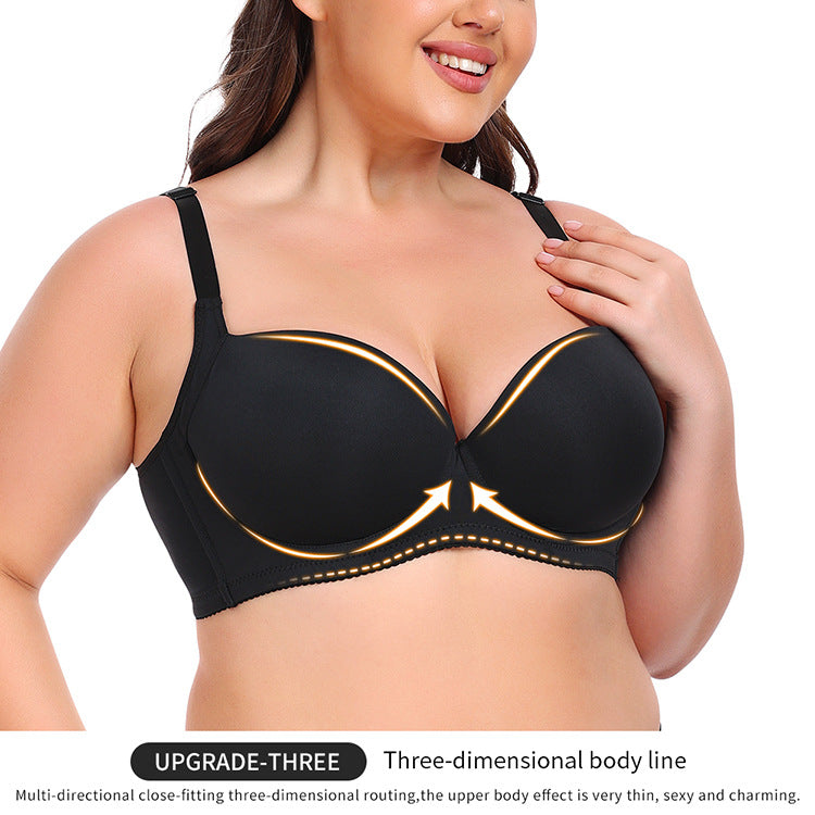 Plus Size Smooth Seamless Push-Up Bra with Underwire and Adjustable Straps
