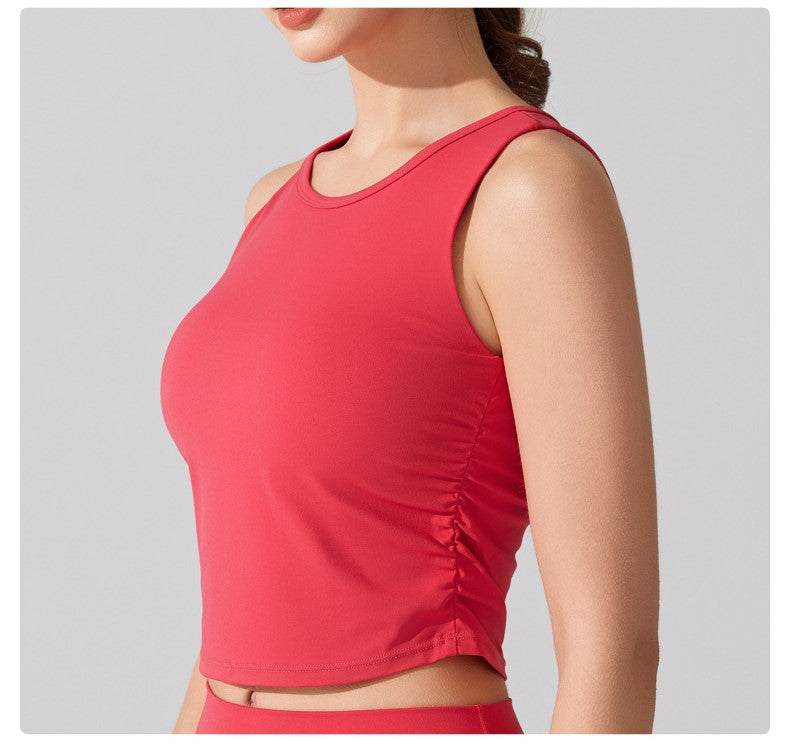 Women Wide Shoulder Strap Sports Bra for Women - Shockproof, Big U Back, Gathered Design, Yoga & Running Training Vest