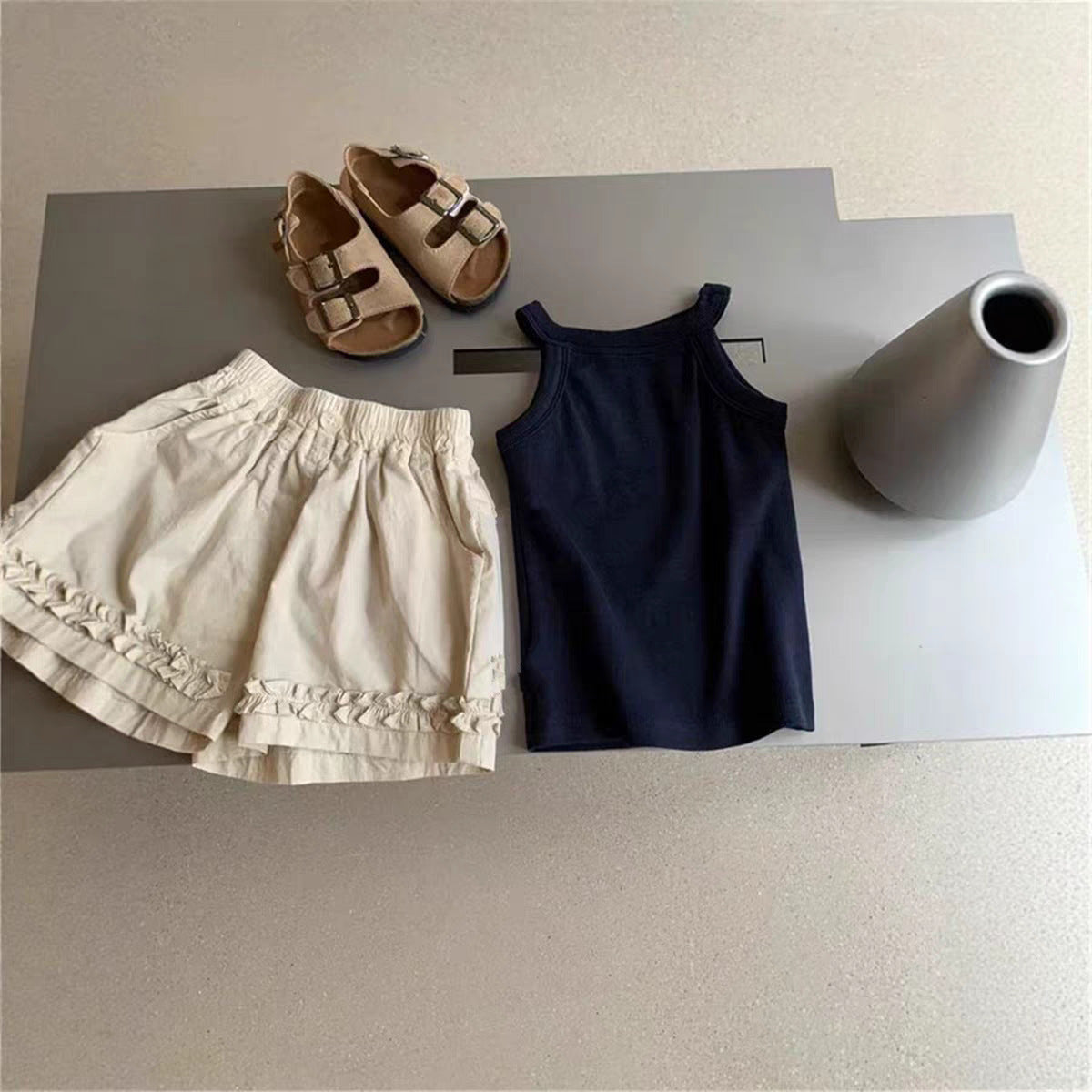 Girls Summer Solid Color Camisole Vest – Short Street Dance Style Top for Children - RAC26JP5474BATT