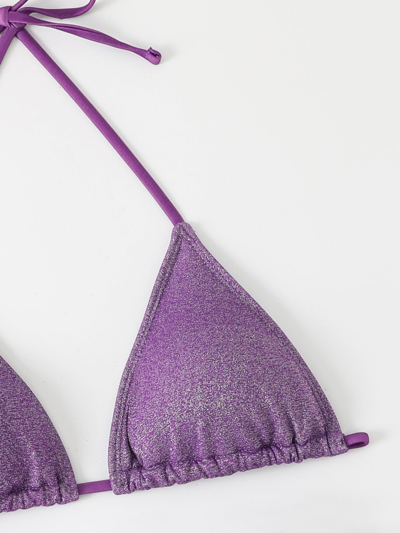 New Solid Color Lace-Up Neck Bikini Briefs - Split Swimsuit for Women