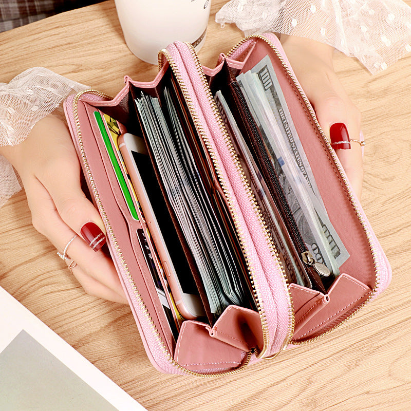 New Women's Double Zipper Wallet – Long, Large Capacity, Trendy Double-Layer Clutch Bag