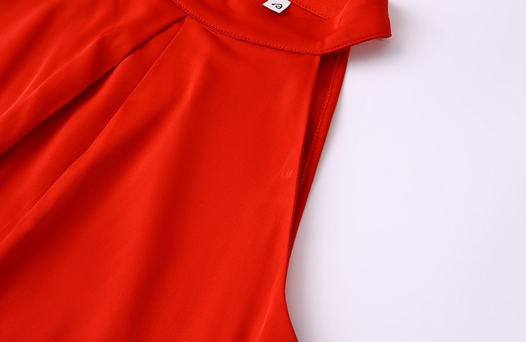Women's V-Neck Sleeveless Chiffon Satin Shirt - Elegant Summer Lightweight Top