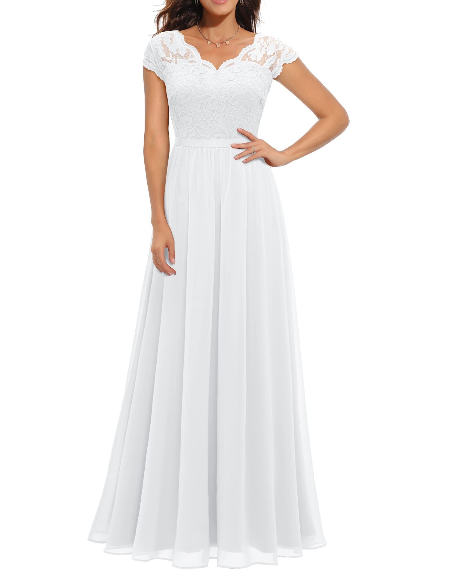 Women’s Lace Splicing Long Waist Noble Dress
