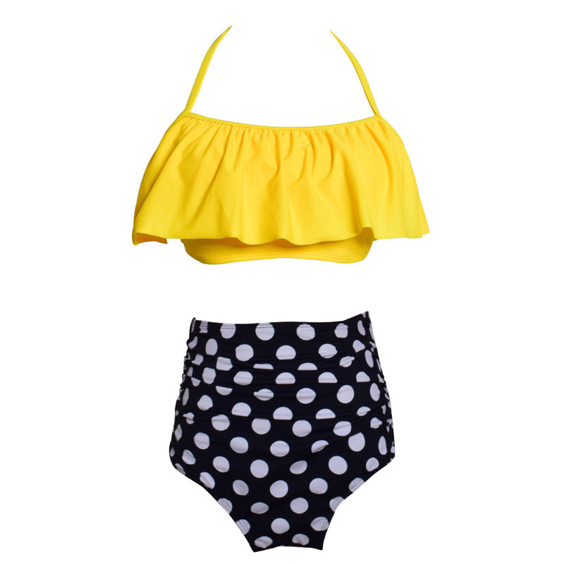 Women Ruffled Bikini Top High Waist Bottom Swim Set