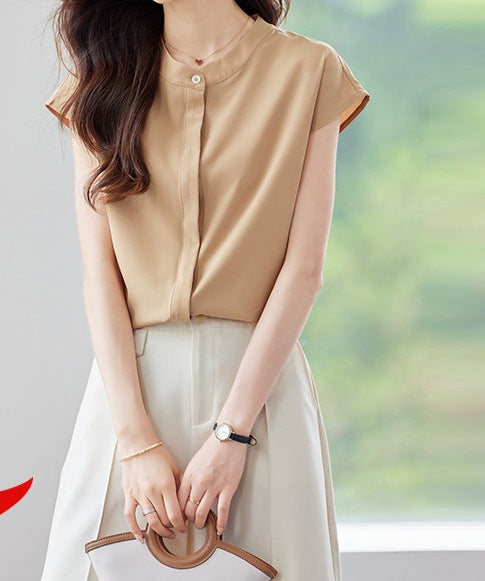 Women's Summer Casual Round Neck Work Shirt