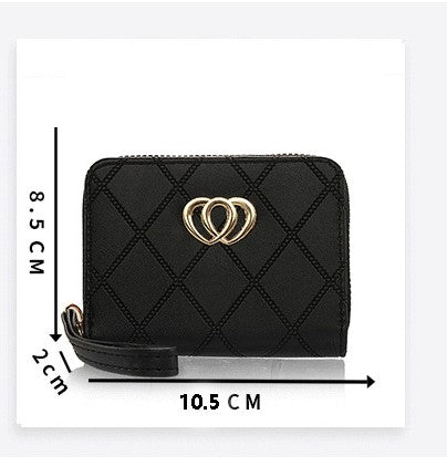 Women's Short Accordion Card Holder – Fashionable Multi-Card Slot Wallet, Heart Style ID & Coin Purse