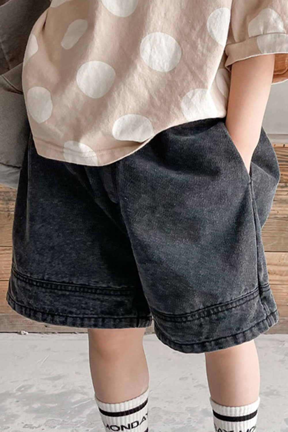 Kids Boys New Fashionable High Waist Elastic Belt Solid Color Pattern Sports Style Summer Trendy Casual Five-Point Pants Denim S
