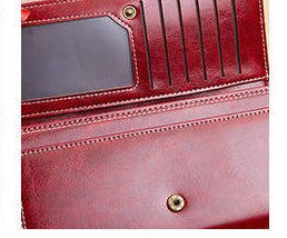 Women’s Long Retro Wax Leather Wallet – Large Capacity Clutch & Mobile Phone Holder – Multi-Card Organizer
