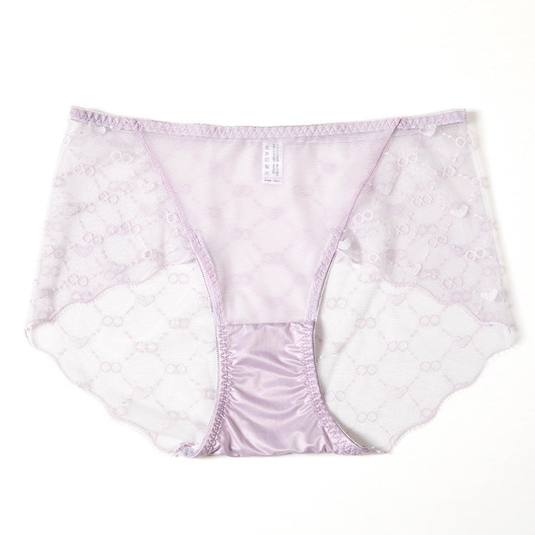 Women's Ice Silk Lace Cut-Out Low-Waist Briefs – Lightweight, Breathable & Comfortable Everyday Underwear