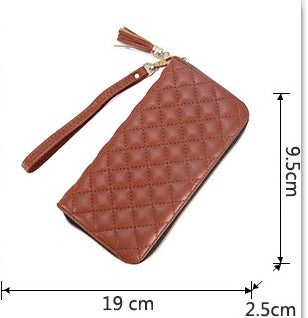 Women's Long Clutch Bag 2026 – Eco-Friendly Soft Leather, Diamond Pattern