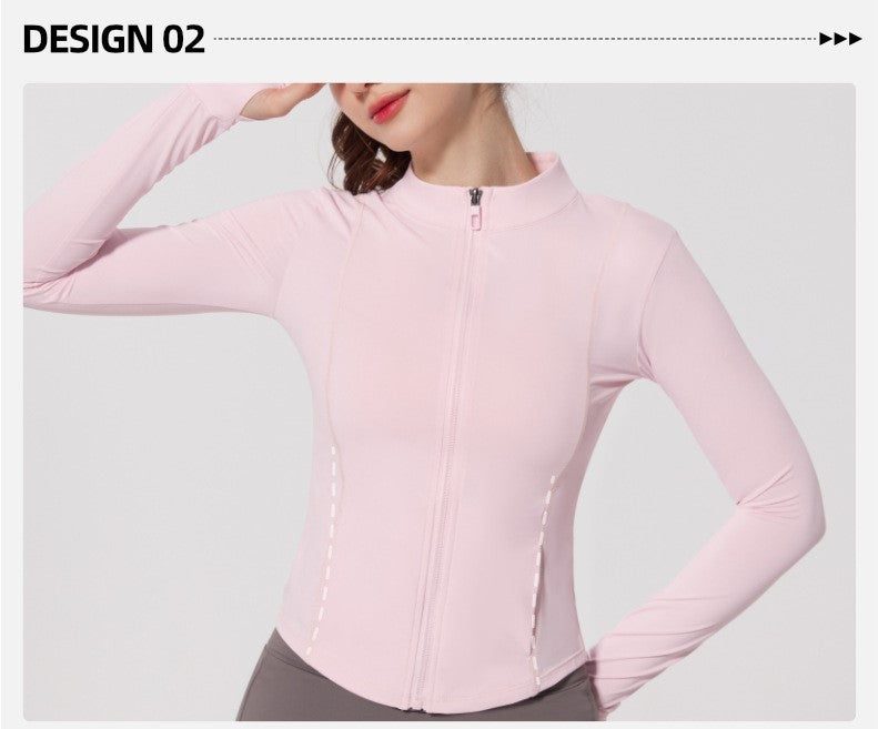 Summer Ice-Feel Thin Yarn Sun Protection Jacket - Lightweight Anti-UV Sports & Yoga Wear, Long Sleeve with Finger Holes