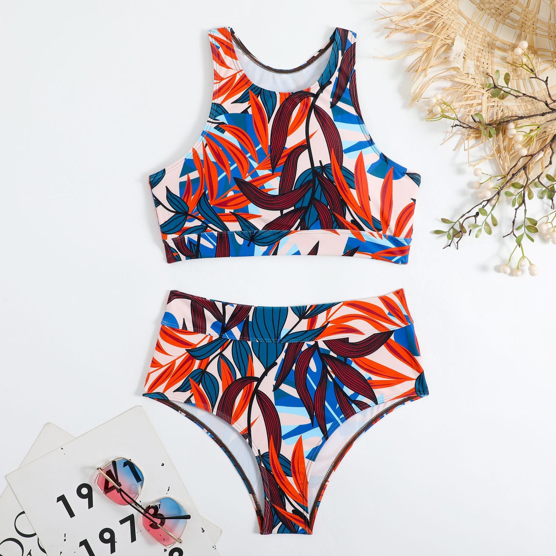 New Style Solid Color Vest-Style Bikini Swimsuit for Women
