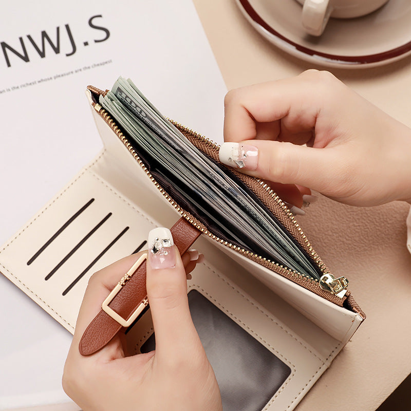 Women's PU Leather Long Wallet – Bi-Fold, Multi-Card Slots, Simple Solid Color