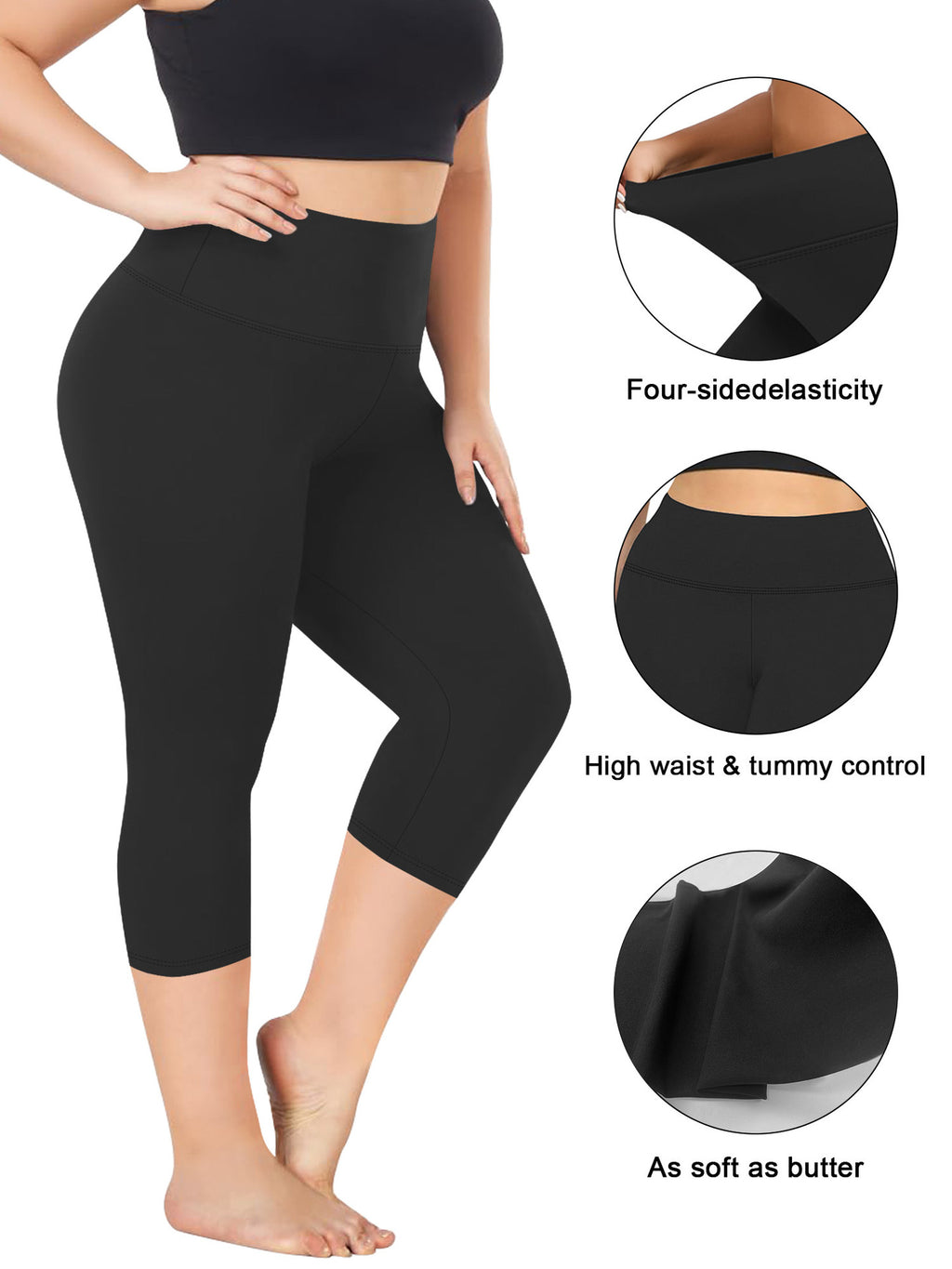 Plus-Size High-Waisted Hip-Lifting 7/8 Length Summer Yoga Pants
