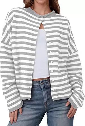 Women's Striped Cardigan - New Autumn and Winter Casual Knitwear