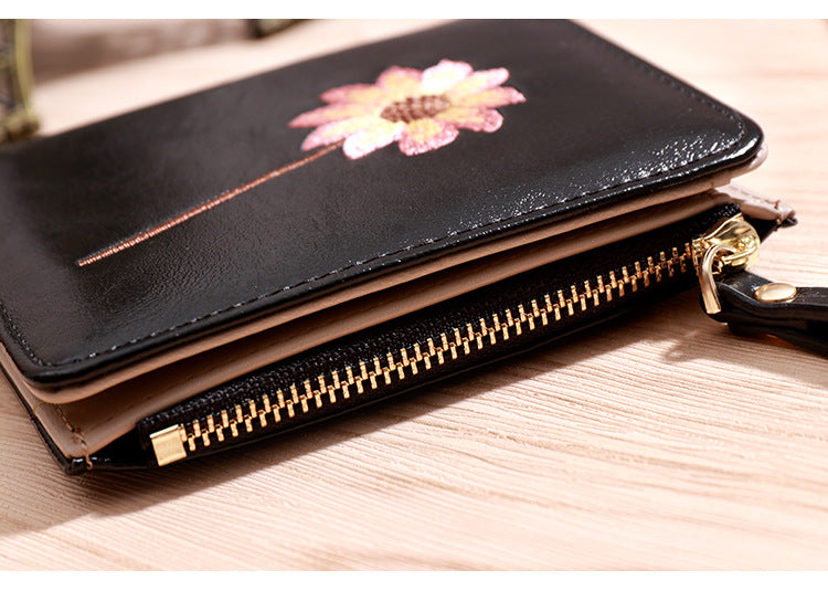 New Small Fresh Student Zipper Buckle Foldable Coin Clip Wallet