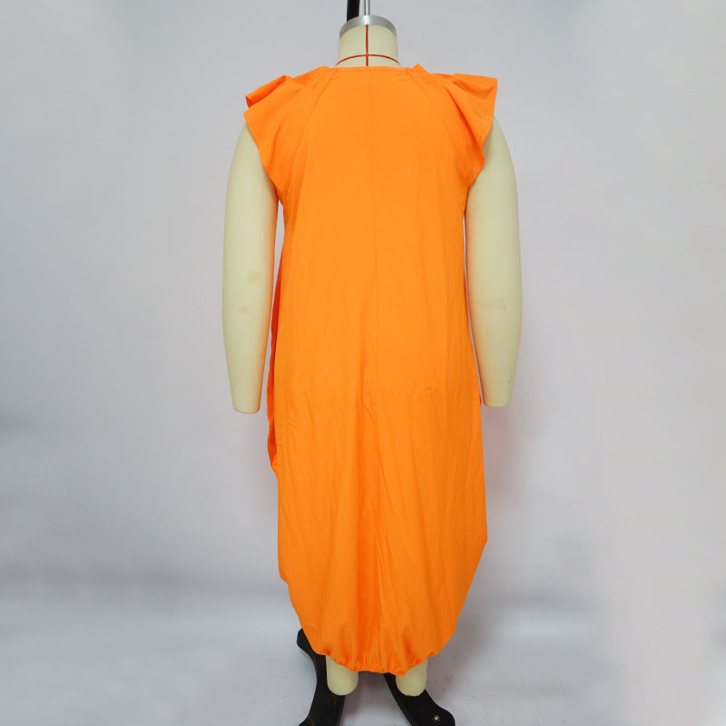 Plus Size Women's Solid Color Loose Dress with Double Pockets – Casual Oversized Tunic Dress
