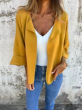 Women's Autumn Solid Color Lapel Long Sleeve Casual Cardigan Jacket – Lightweight Open Front Outerwear