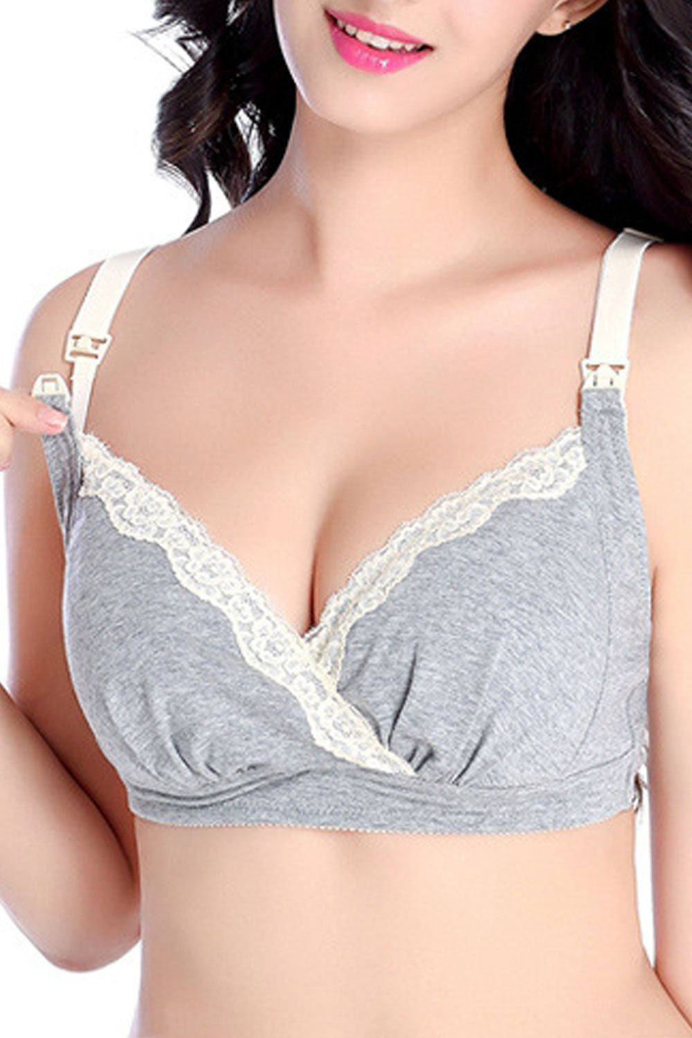 Women New Cotton Beautiful Adjustable Detachable Double Shoulder Strap Back Four Rows of Buckles Without Steel RIng Front Buckle