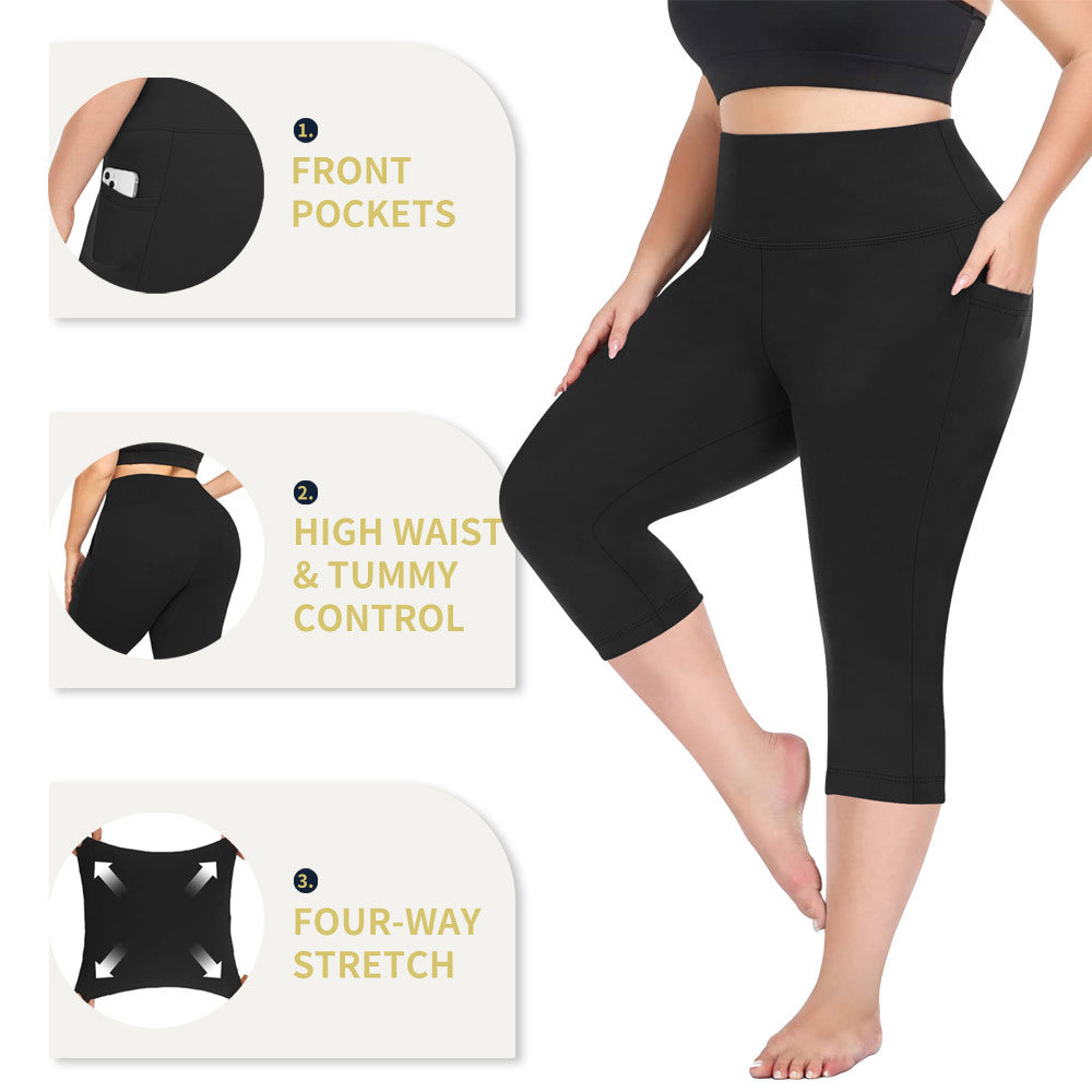 Plus Size 7/8 High-Waisted Milk Silk Yoga Pants – Soft Stretch Sports Leggings