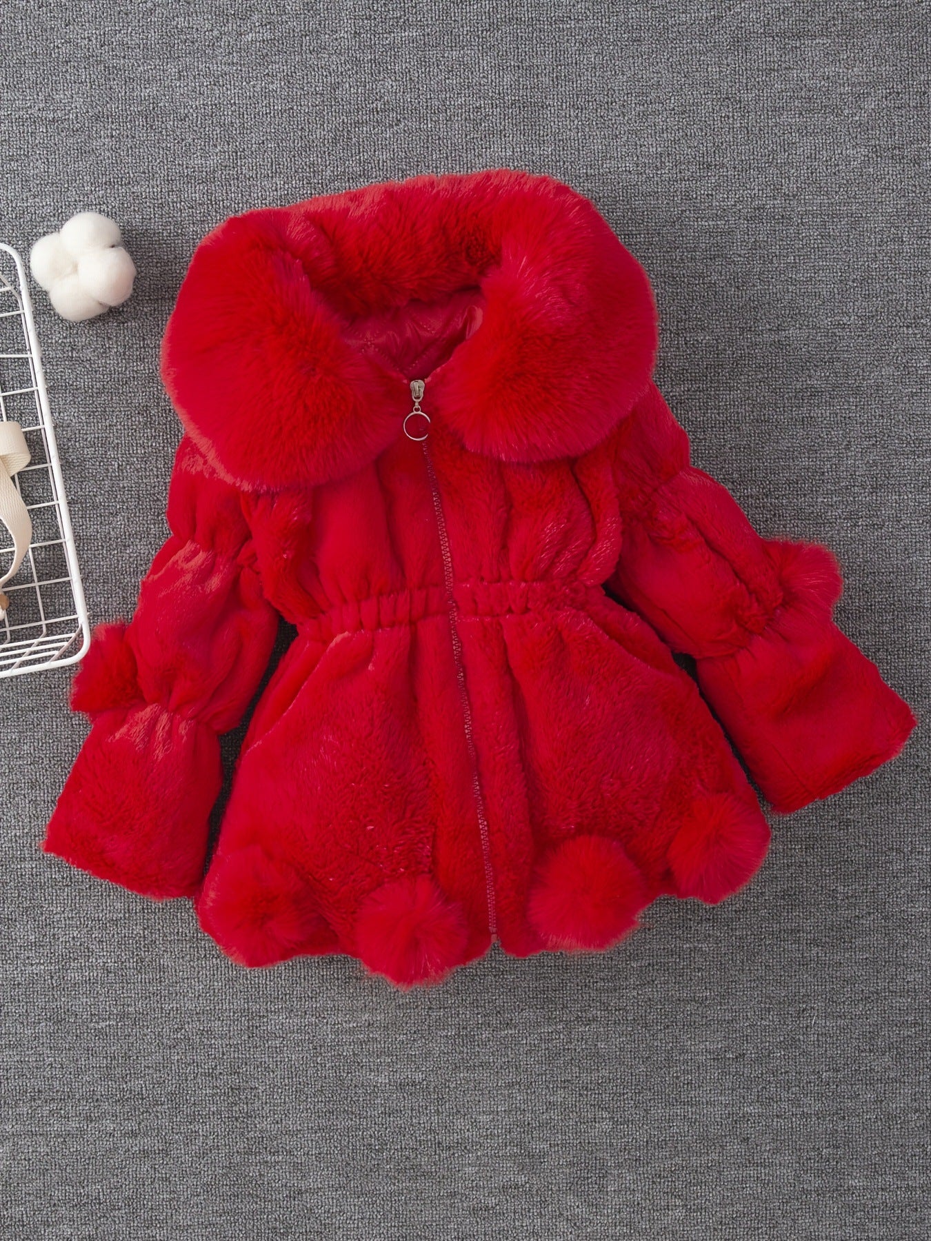 Girls’ Autumn & Winter Wool Coat | Thickened Quilted Jacket with Faux Fur Ears - RAC25JP3262GOW
