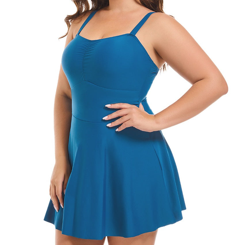 Plus Size One-Piece Swimsuit with Skirt for Women - RAC25JP2616WPSW