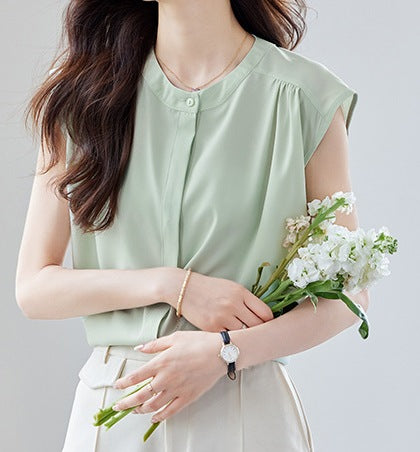 Women's Short-Sleeved Summer Shirt - Lightweight Elegant Casual Top