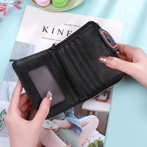 Card Bag Wallet One-Piece Women’s Short Folding Wallet Small Fresh Thin Cute Coin Purse