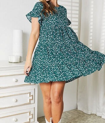 Women's Double Take Short Flounce Sleeve Tiered Dress