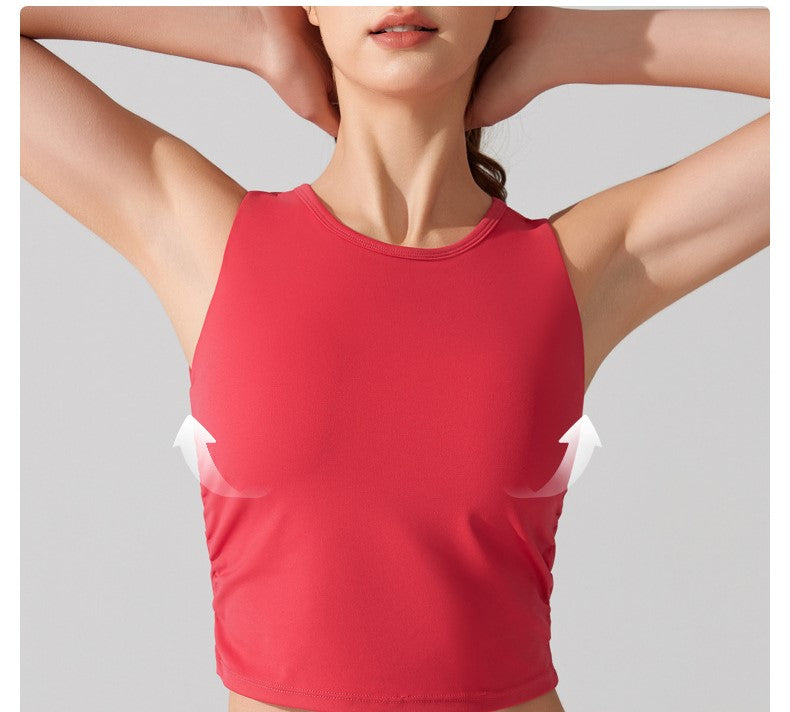 Women Wide Shoulder Strap Sports Bra for Women - Shockproof, Big U Back, Gathered Design, Yoga & Running Training Vest