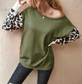 Leopard Round Neck Dropped Shoulder Sweater